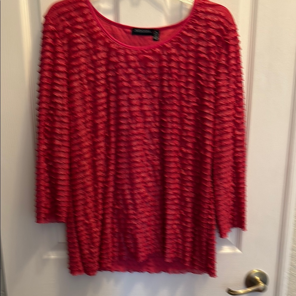 Notations Red Textured Blouse